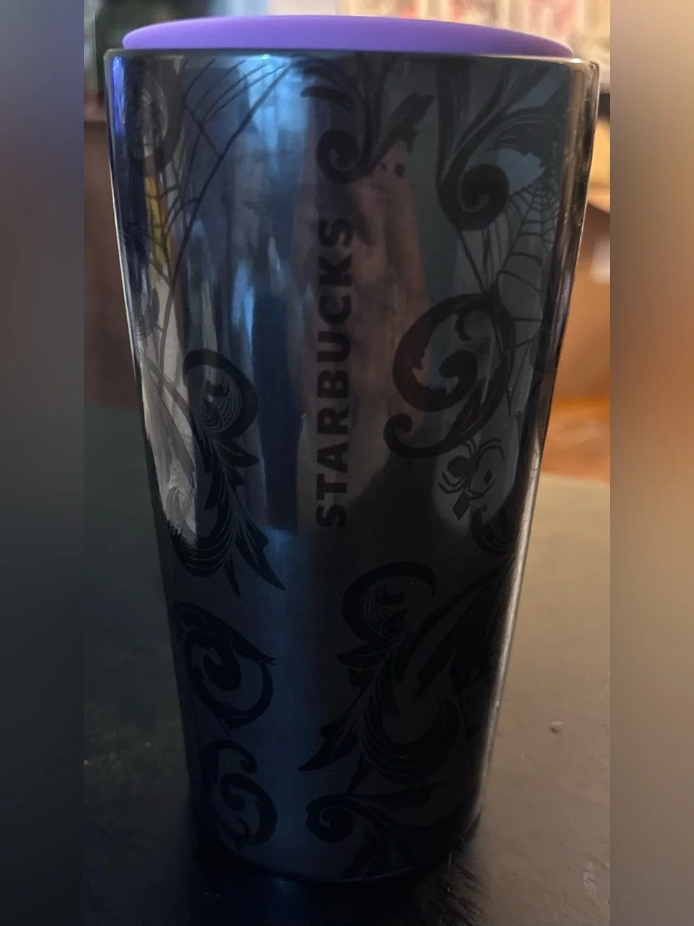 Starbucks 2021 Halloween Black Spider Web Purple Tumbler 12 oz Ceramic